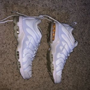 All white Nike Air Max Plus